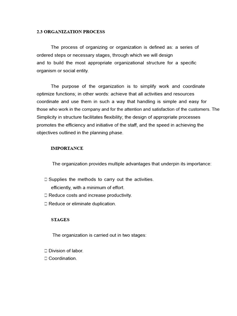 Organization Process and Labor Division | PDF | Organizational ...