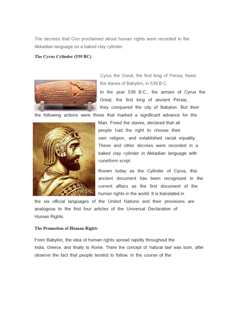 The Decrees That Cyrus Proclaimed About Rights | PDF | Human Rights ...