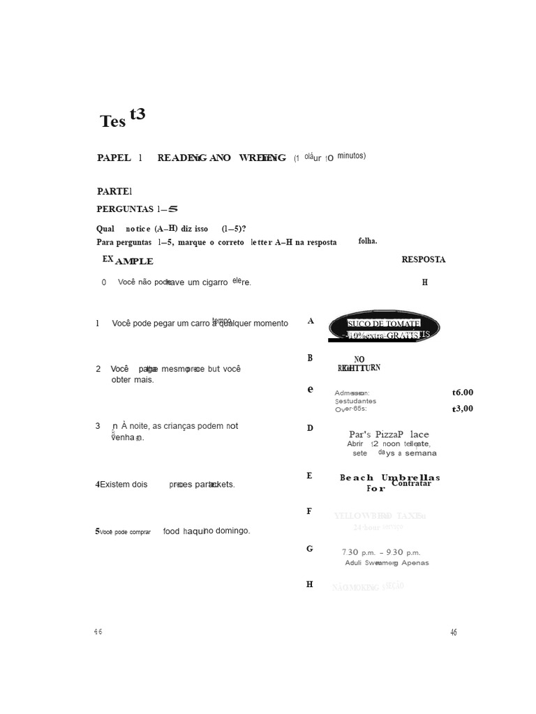 Cambridge KET 1 Livro Teste 3 | PDF