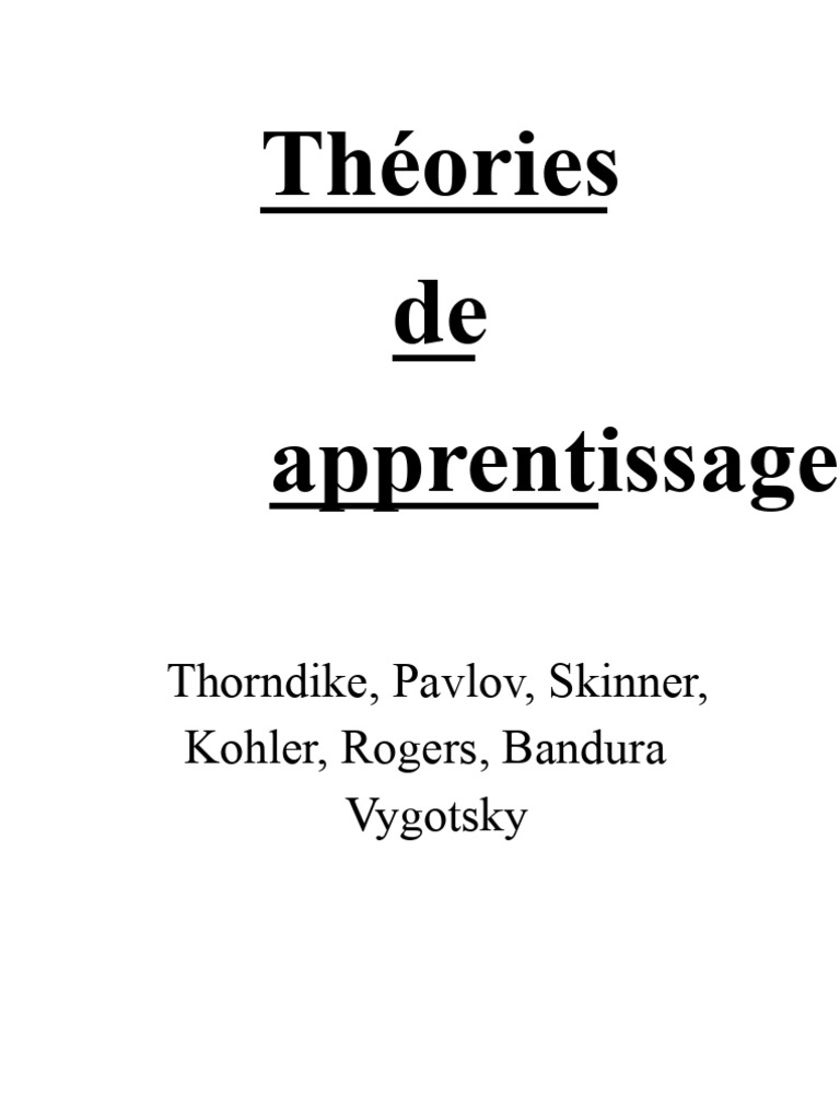 Théories de l'apprentissage : Thorndike et Pavlov | PDF | Apprentissage ...