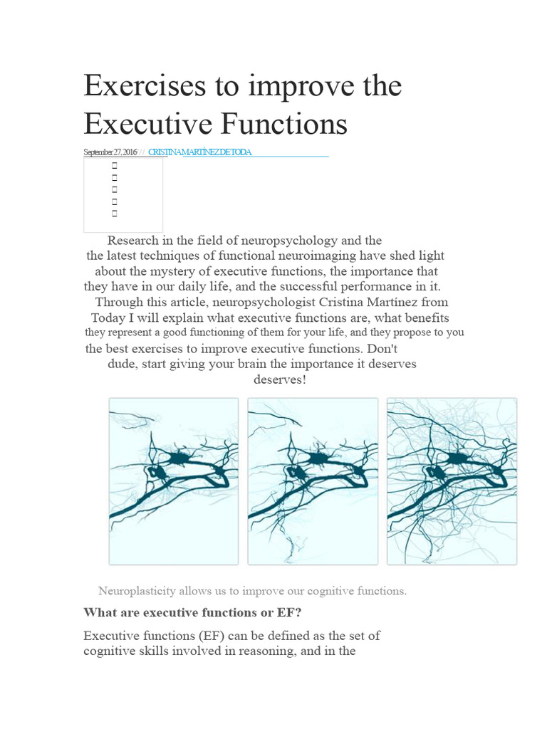 Exercises to Enhance Executive Functions | PDF | Executive Functions ...