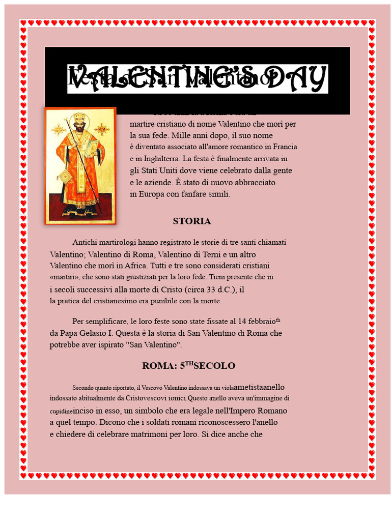 Storia Del Giorno Di San Valentino | PDF