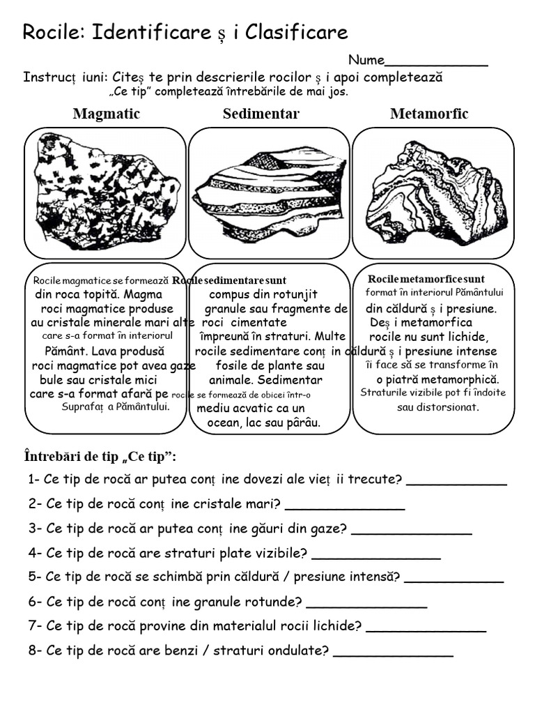 Ciclul Rocă Și Activități Despre Tipurile de Roci - 1 | PDF