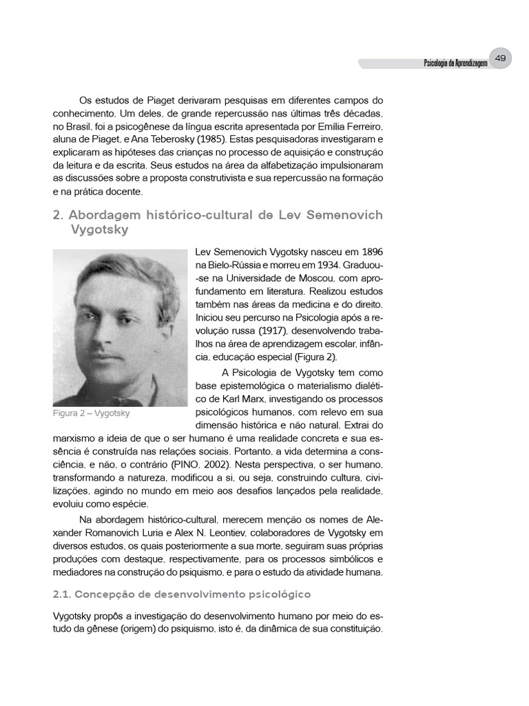 Psicologia da Aprendizagem e Vygotsky | PDF | Aprendizado | Psicologia