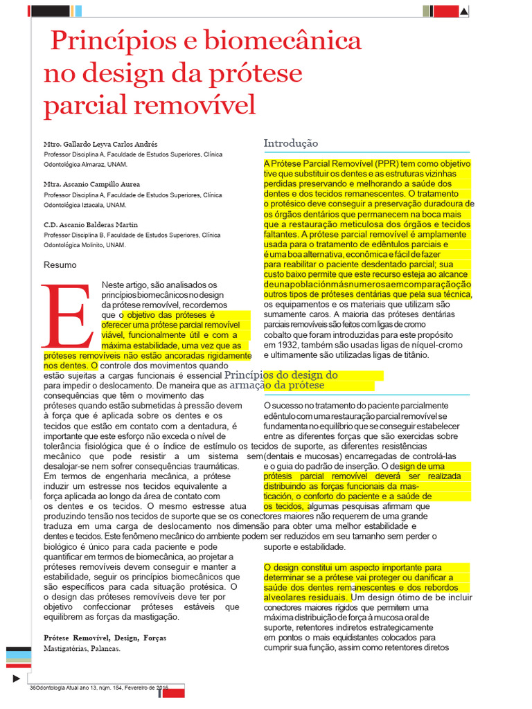 Biomecânica no Design de Próteses Removíveis | PDF | Dente humano | Prótese