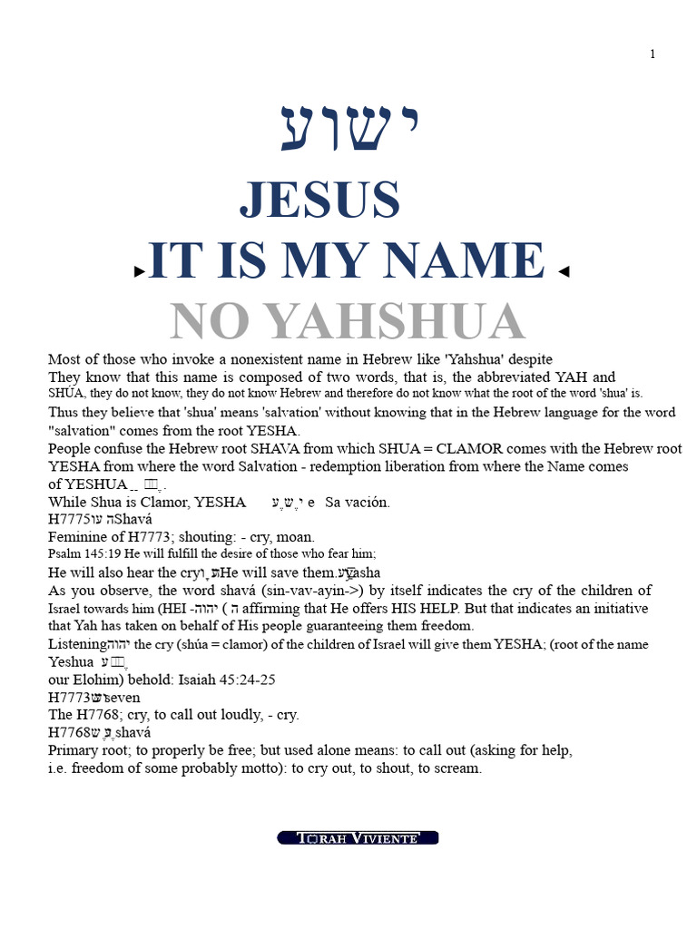 The True Name of Jesus Explained | PDF | Jesus | Joshua
