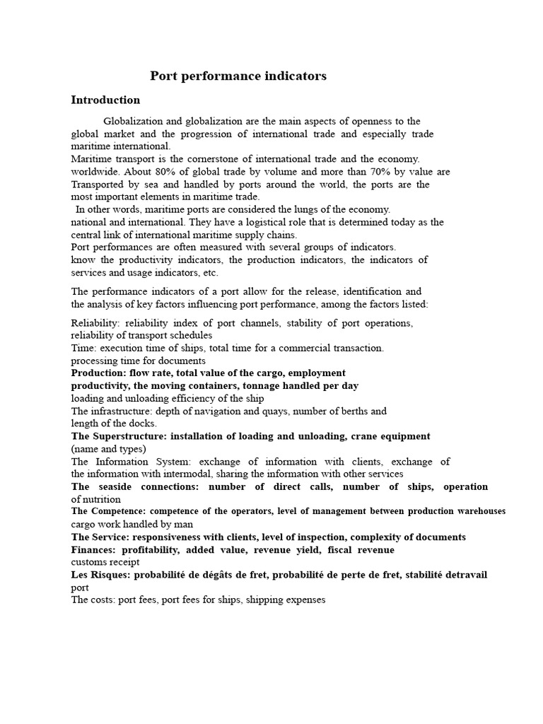 Key Port Performance Indicators | PDF | Port | Logistics