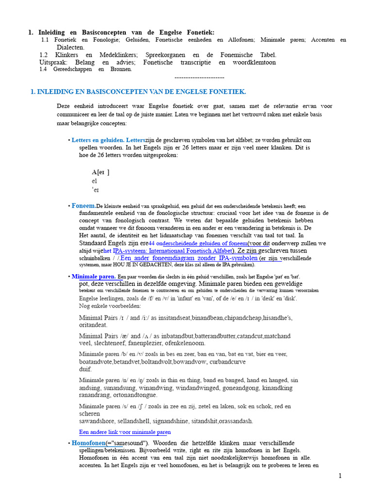 Inleiding en Basisconcepten Van de Engelse Fonetiek | PDF
