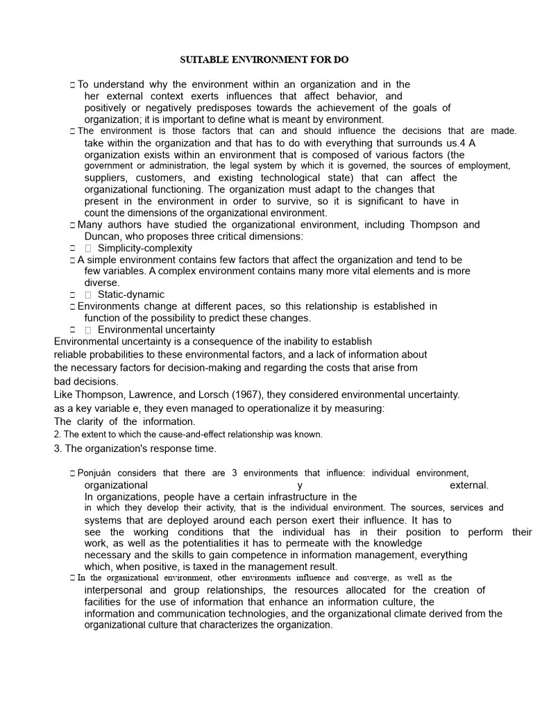 Suitable Environment For The Do | PDF | System | Information