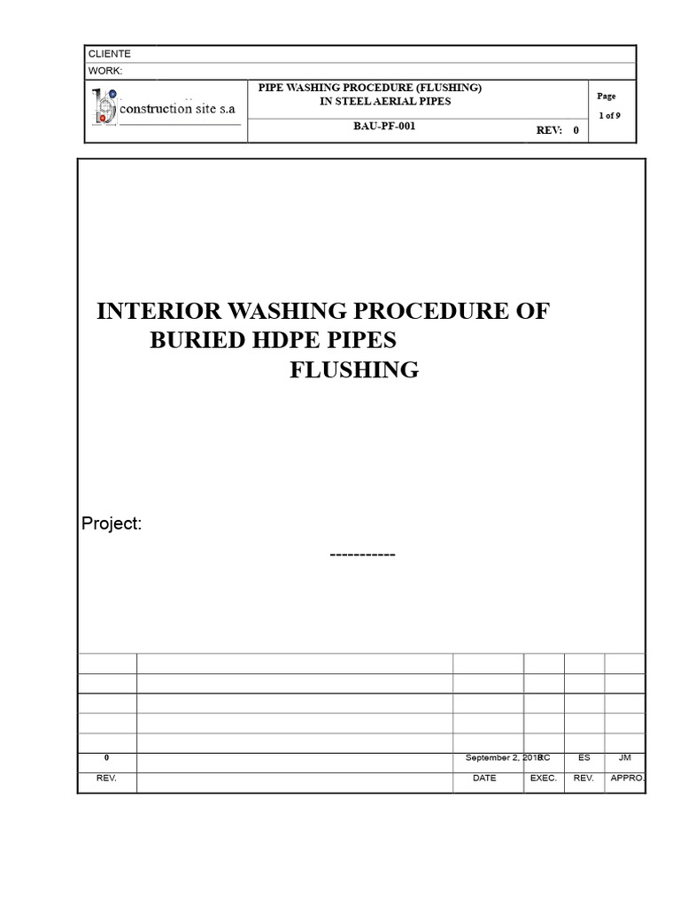 Steel Pipe Flushing Procedure Guide | PDF | Pipe (Fluid Conveyance ...