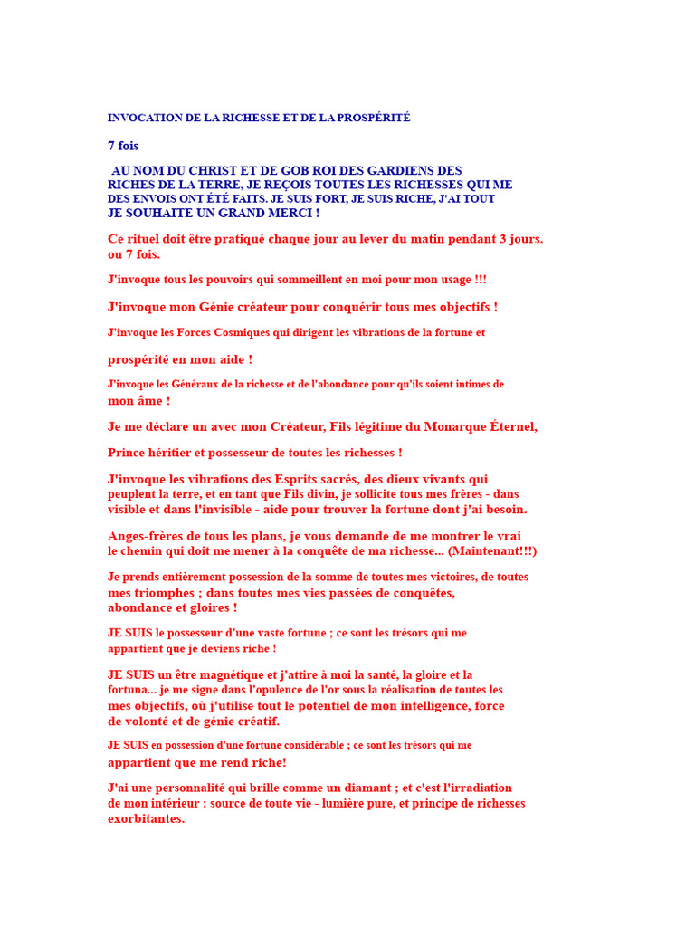 Invocation de la Richesse et Prospérité | PDF | Dieu