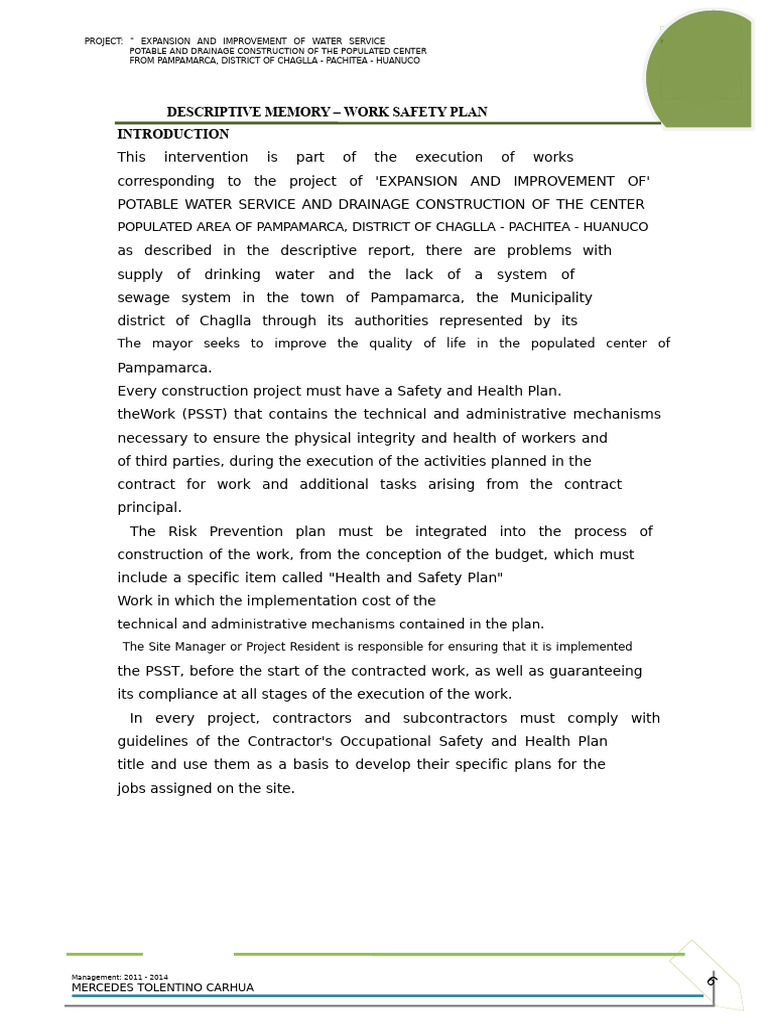 Descriptive Memo of Security Plan | PDF | Occupational Safety And ...