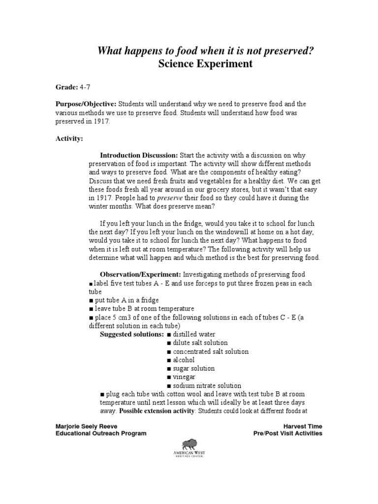 food preservation station lesson plans food preservation