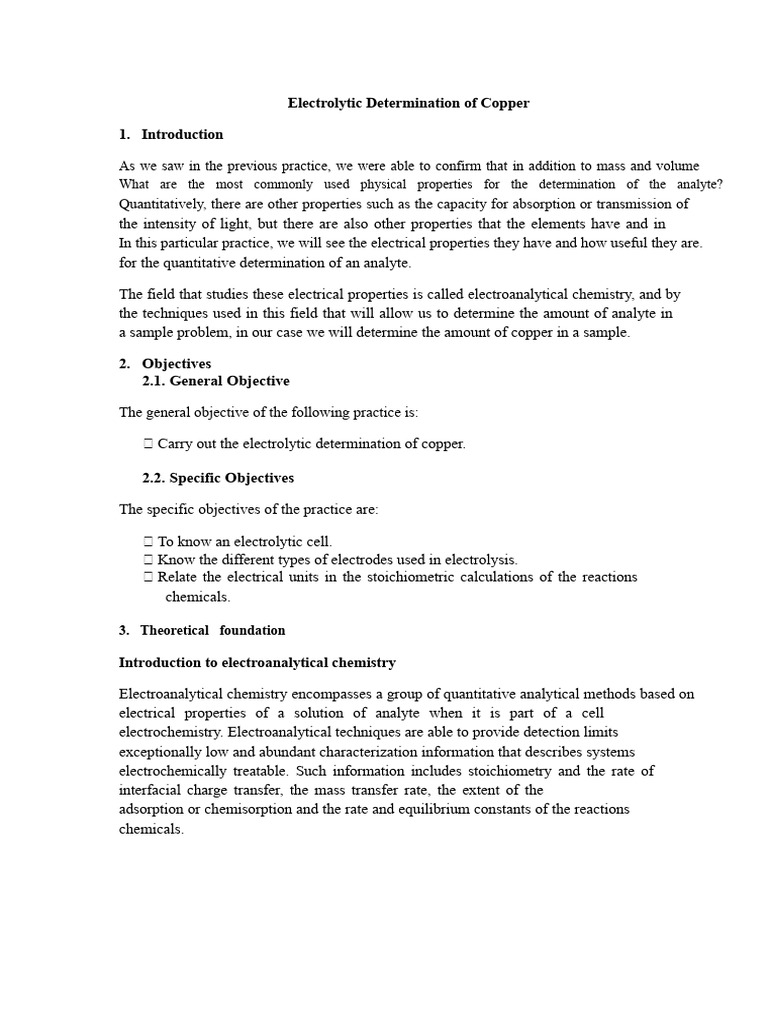 Electrolytic Copper Analysis Techniques | PDF | Electrochemistry ...