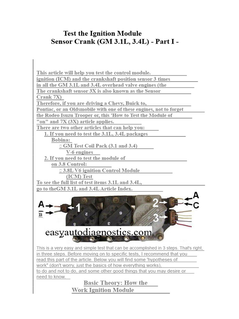 Testing GM 3.1L & 3.4L Ignition Modules | PDF | Ignition System | Voltage