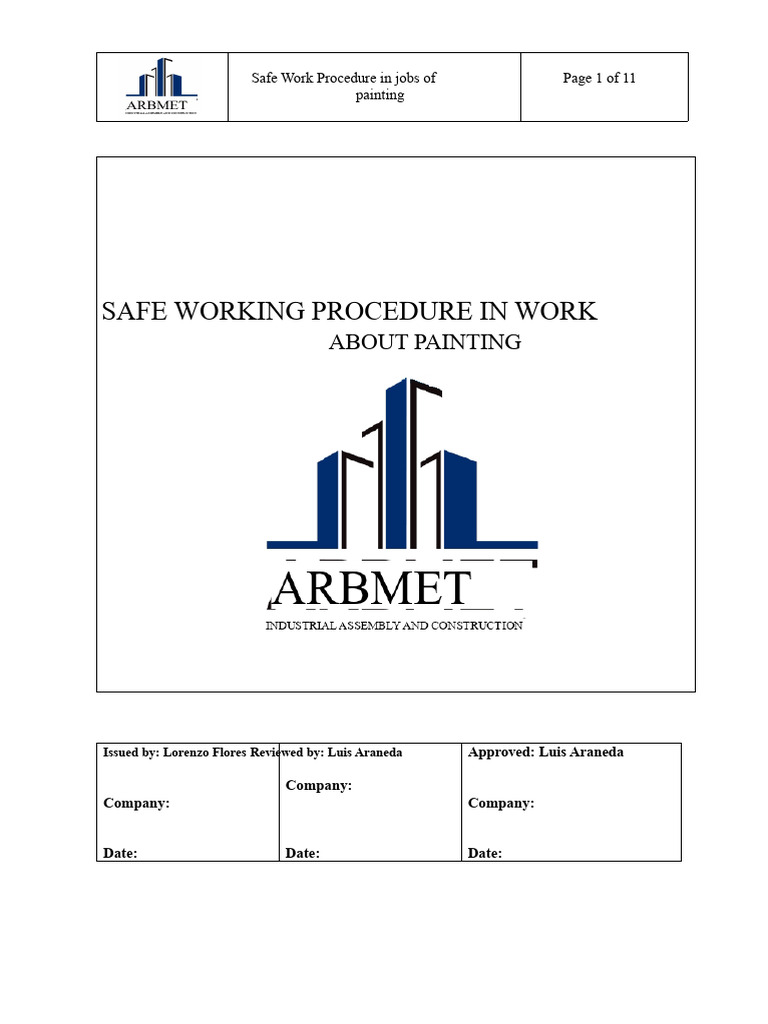 Safe Work Procedures for Painting Jobs | PDF | Personal Protective ...