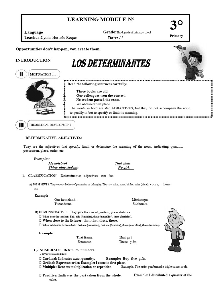 Image ADJECTIVE DETERMINER | PDF | Grammatical Gender | Adjective