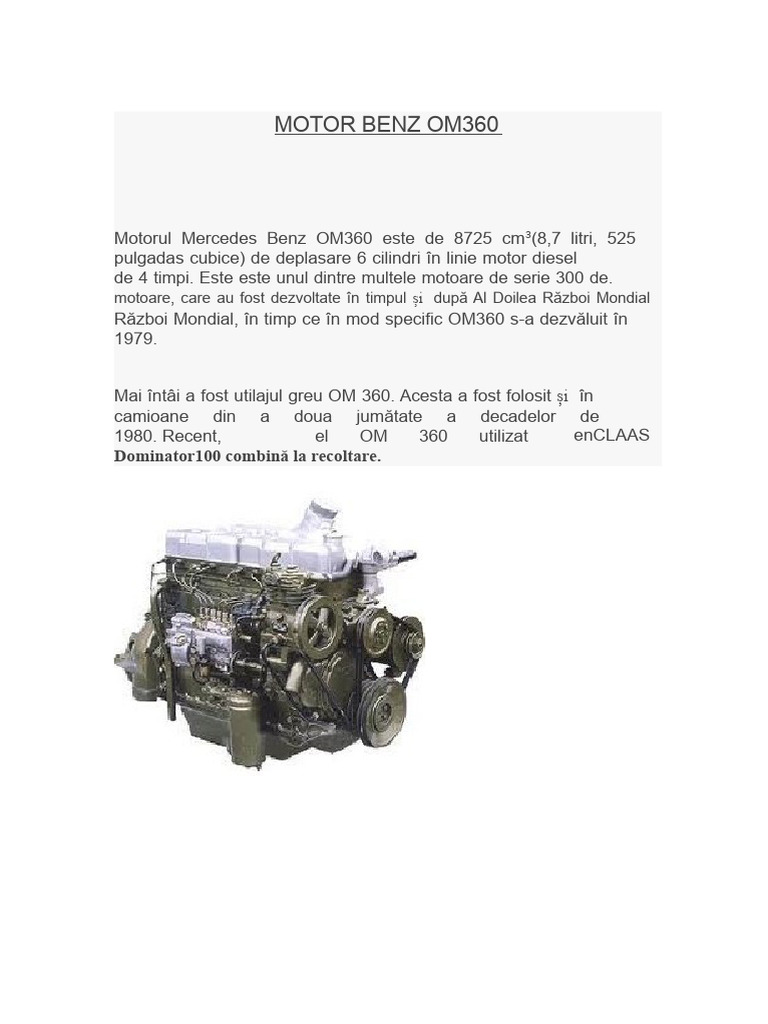 Motor Benz Om360 | PDF