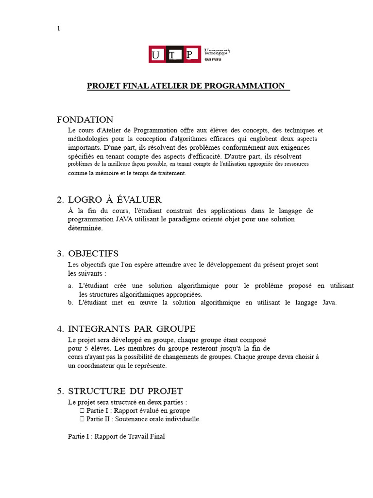 Projet Final en Programmation Java | PDF | Programmation informatique ...