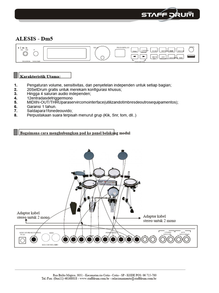 Panduan Penggunaan Alesis DM5 | PDF