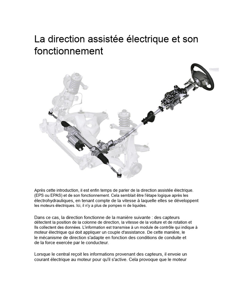 Fonctionnement de la direction assistée électrique | PDF | Ingénierie ...