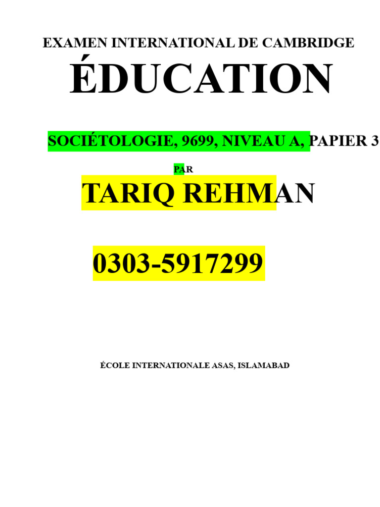 Guide de révision pour la sociologie CIE 9699 | PDF | Intelligence ...