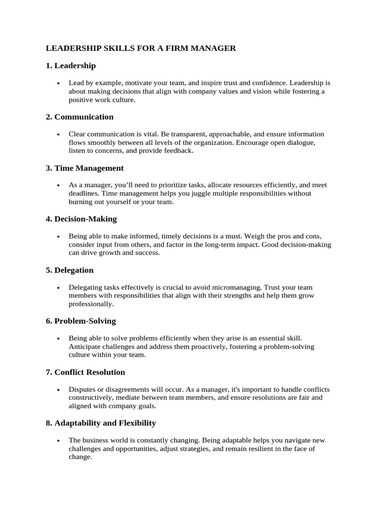 Essential Leadership Skills for Managers | PDF | Leadership | Conflict ...