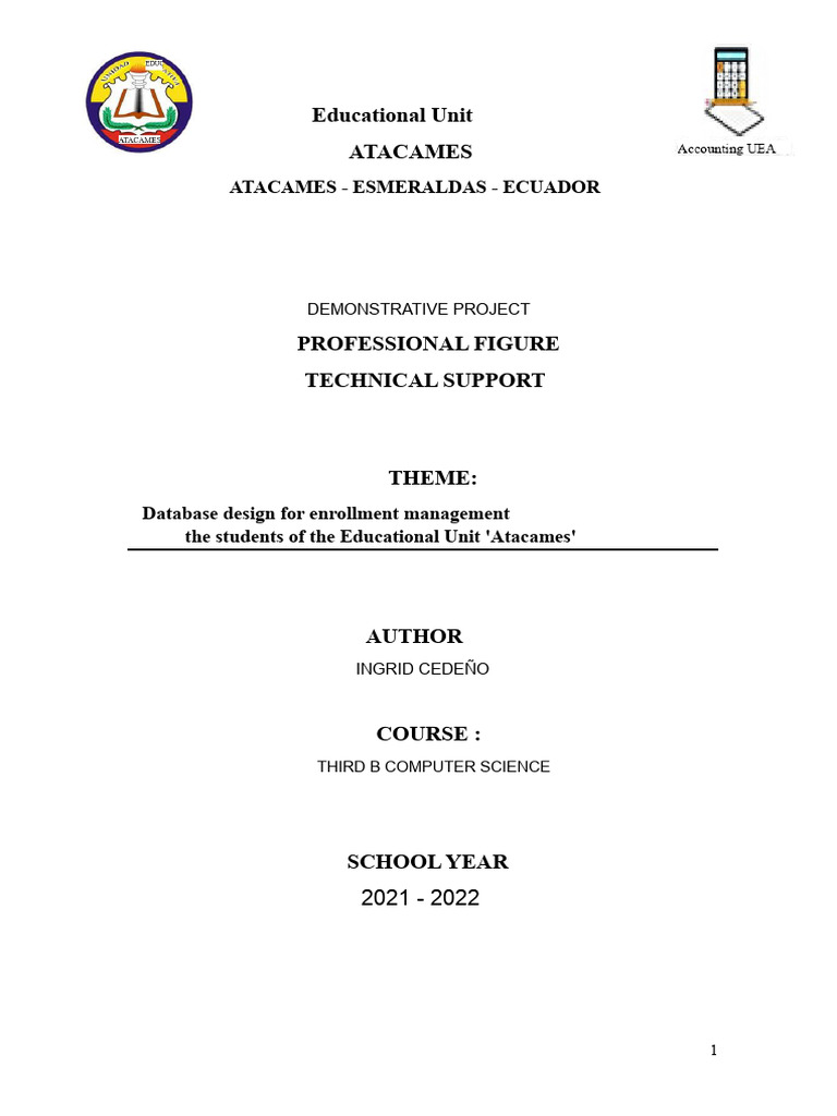 Database Design For Managing Student Enrollments at The Educational ...