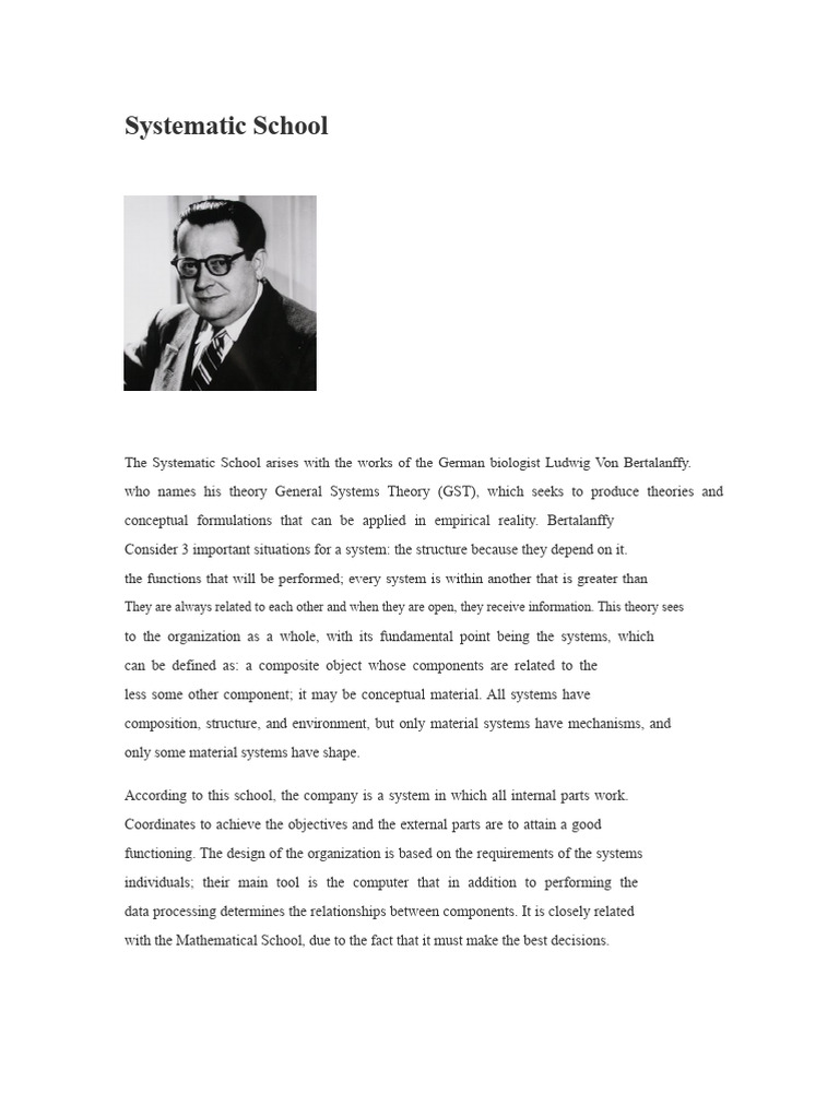 Systemic School | PDF | System | Systems Theory