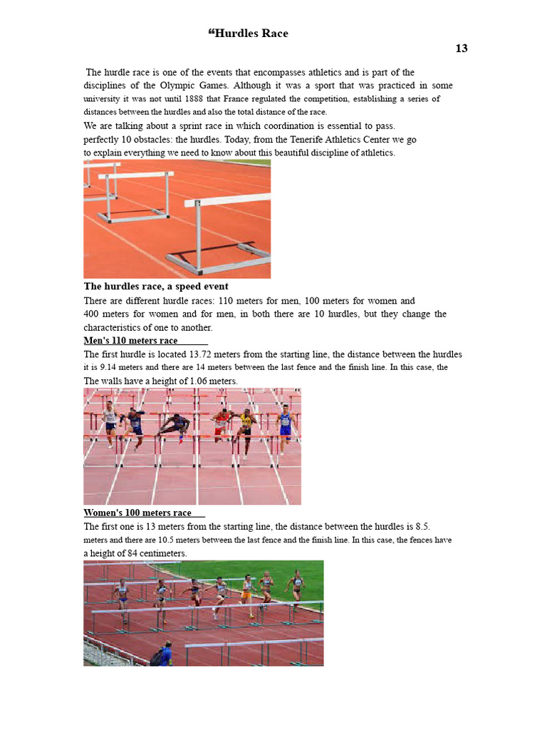 Hurdles Race Techniques and Distances | PDF | Track And Field | Athletics