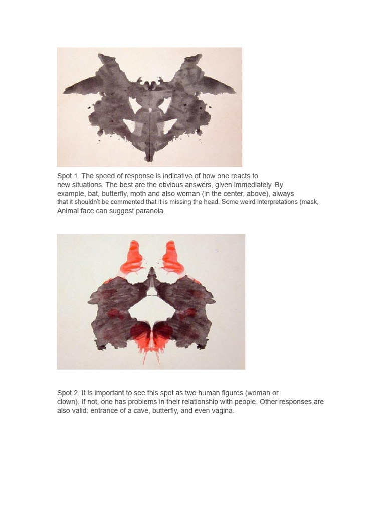 Rorschach Test Interpretations Explained | PDF | Psychology ...