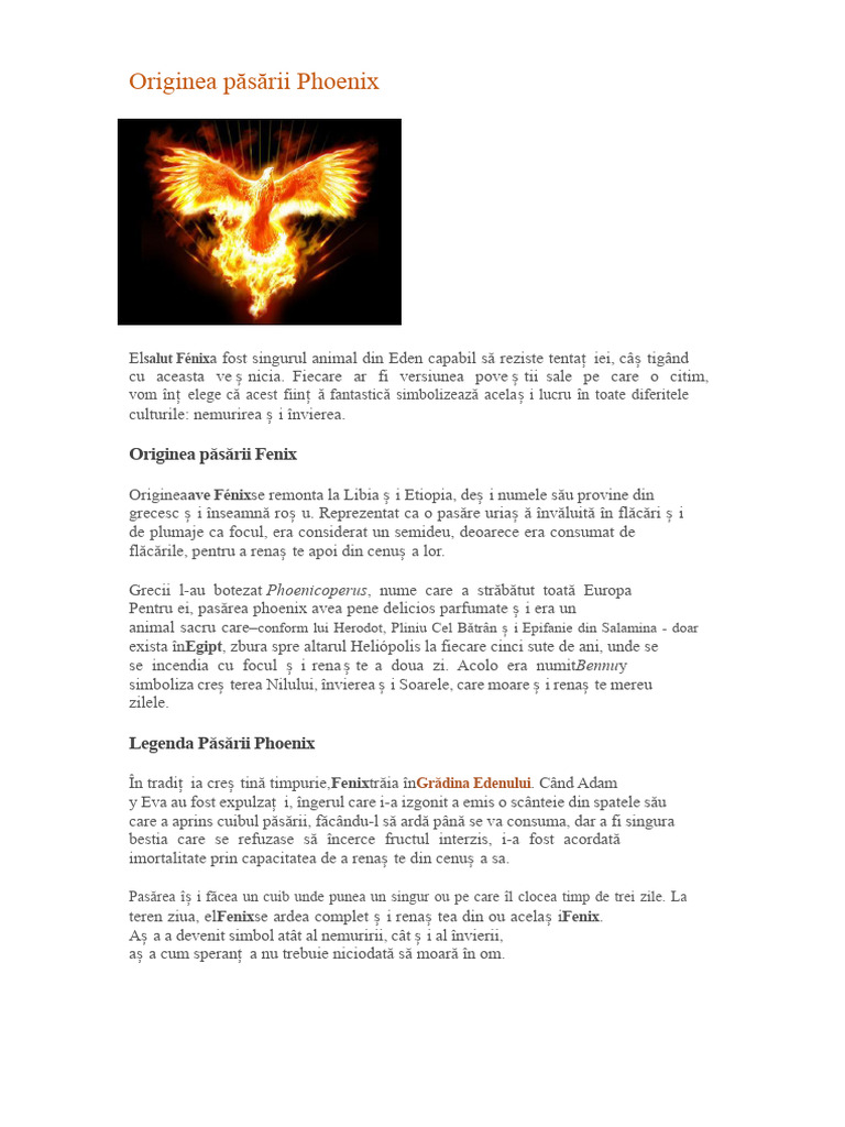 Originea Păsării Phoenix | PDF