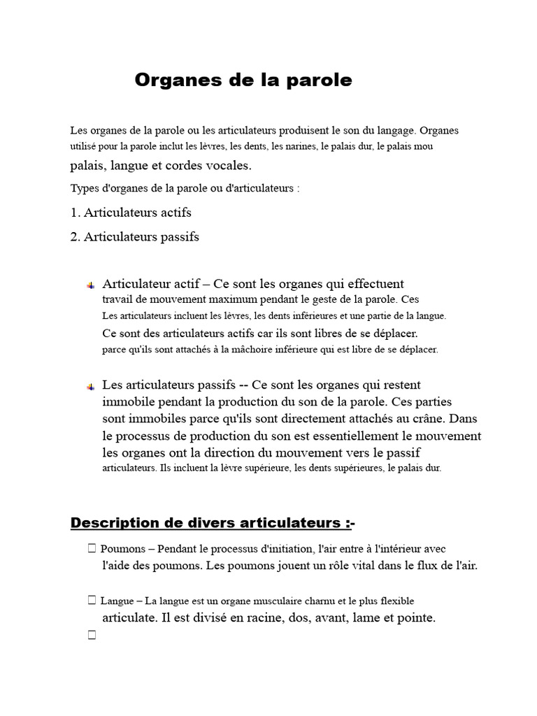 Organes de la parole et articulation | PDF | Syllabe | Accent tonique