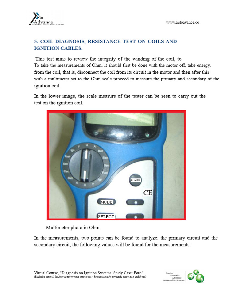 Ignition Coil Resistance Testing Guide | PDF | Inductor | Ignition System