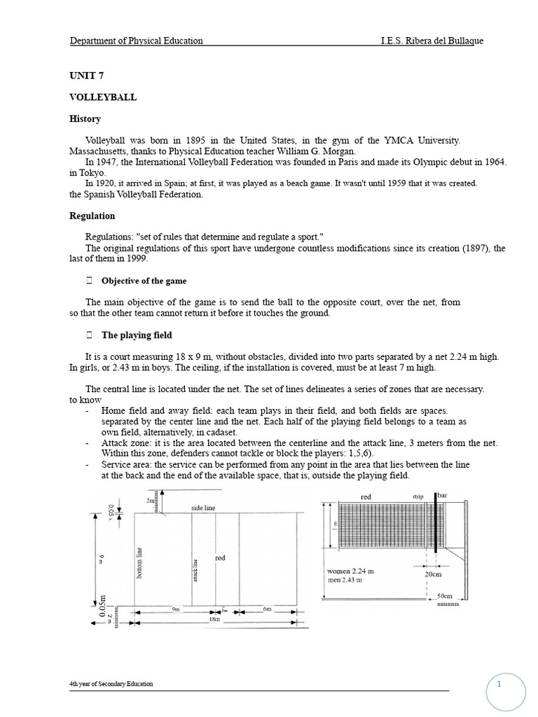 UNIT 7. Volleyball 4th Year of Secondary Education | PDF | Anatomical ...