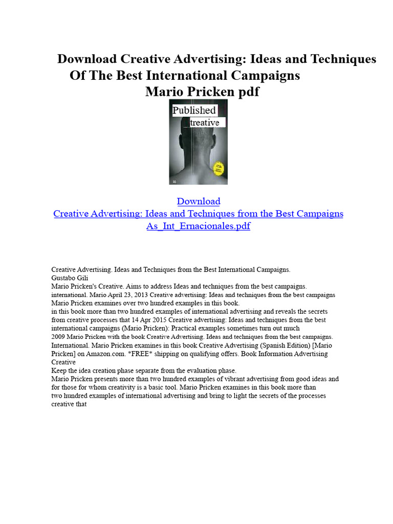 Creative Advertising Techniques by Pricken | PDF