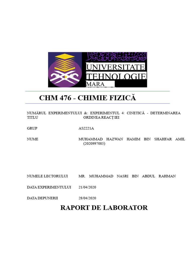 Experimentul 4 CHM476 | PDF