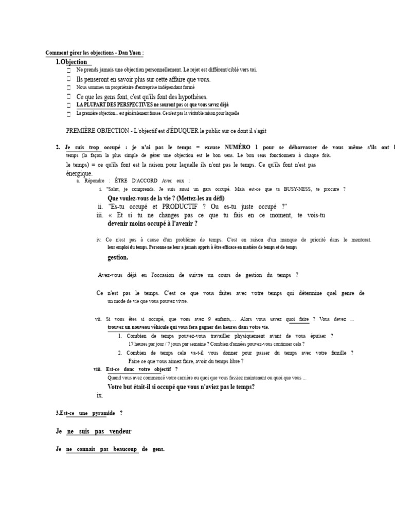 Gérer les objections efficacement | PDF
