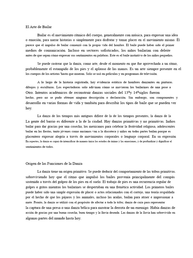 El Arte de Bailar: Historia y Expresión | PDF | Bailes | Las artes ...