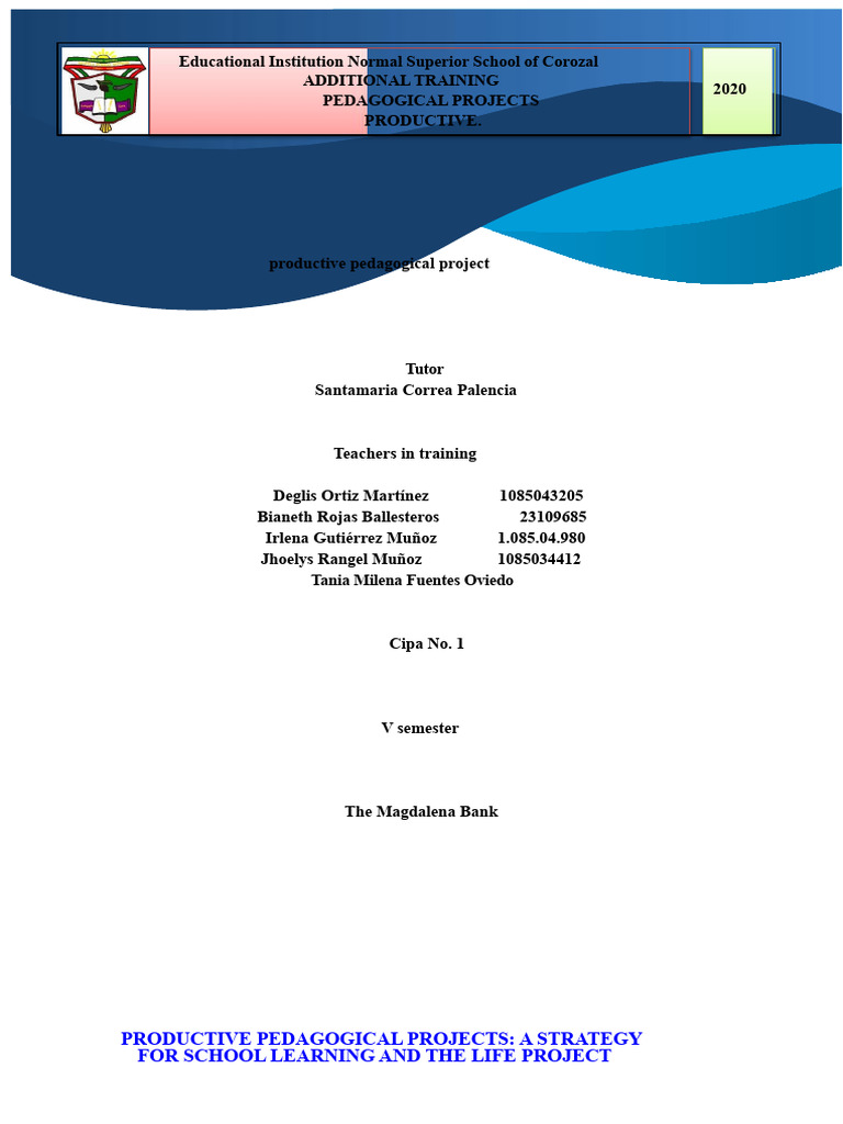 Productive Pedagogical Projects Overview | PDF | Pedagogy | Learning