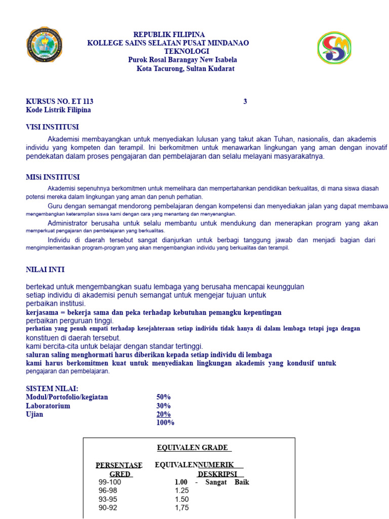 Kode Listrik Filipina: Modul Pembelajaran | PDF