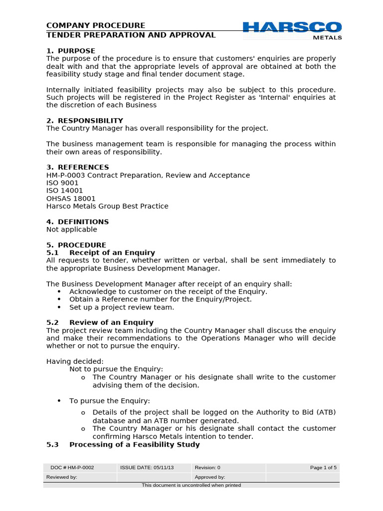 Tender Preparation Procedure Guide | PDF