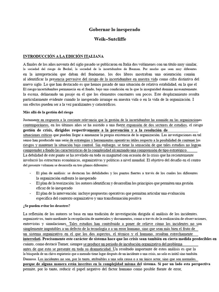 Gestión de la Incertidumbre Organizacional | PDF | Ingeniería de ...