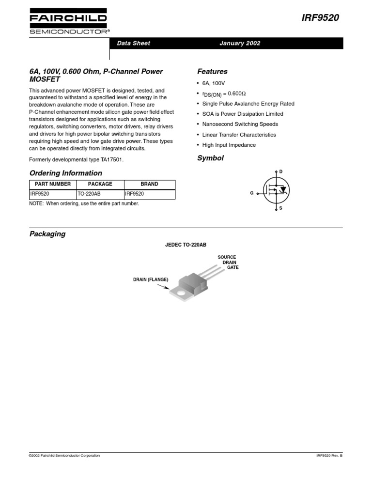 IRF9520 | PDF | Field Effect Transistor | Mosfet