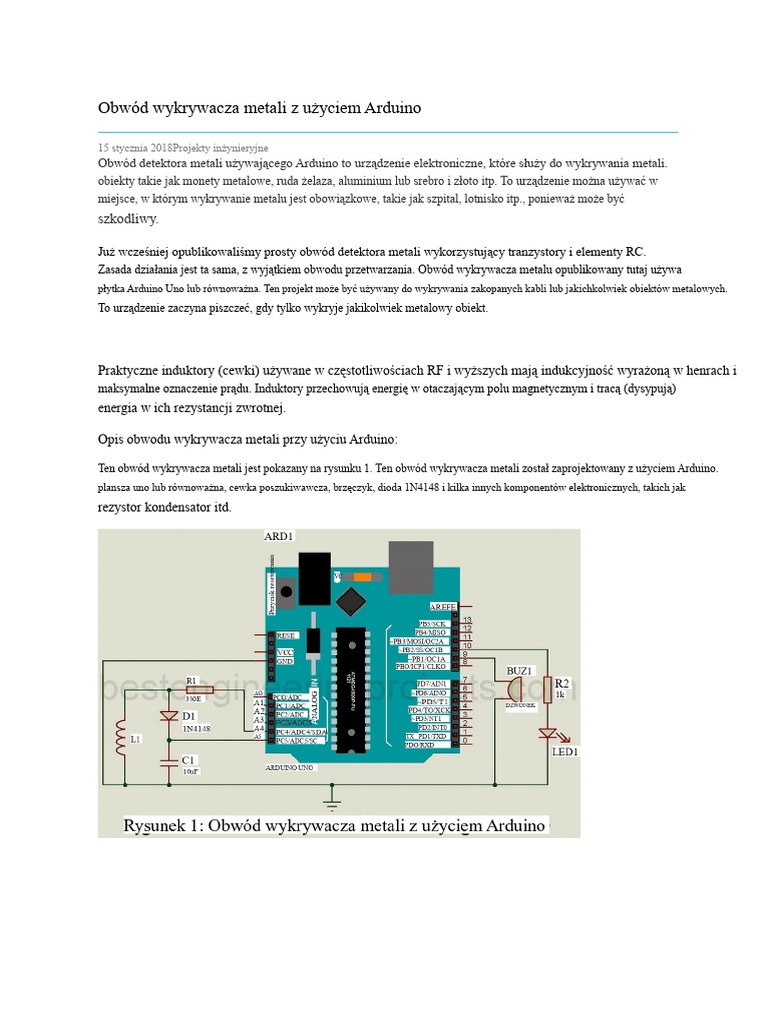 Obwód Wykrywacza Metali Z Użyciem Arduino | PDF
