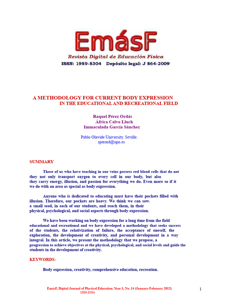 Methodology for Body Expression in Education | PDF | Creativity | Feeling