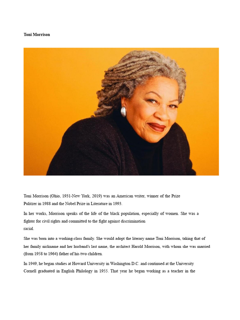 Toni Morrison: Nobel Prize Author | PDF