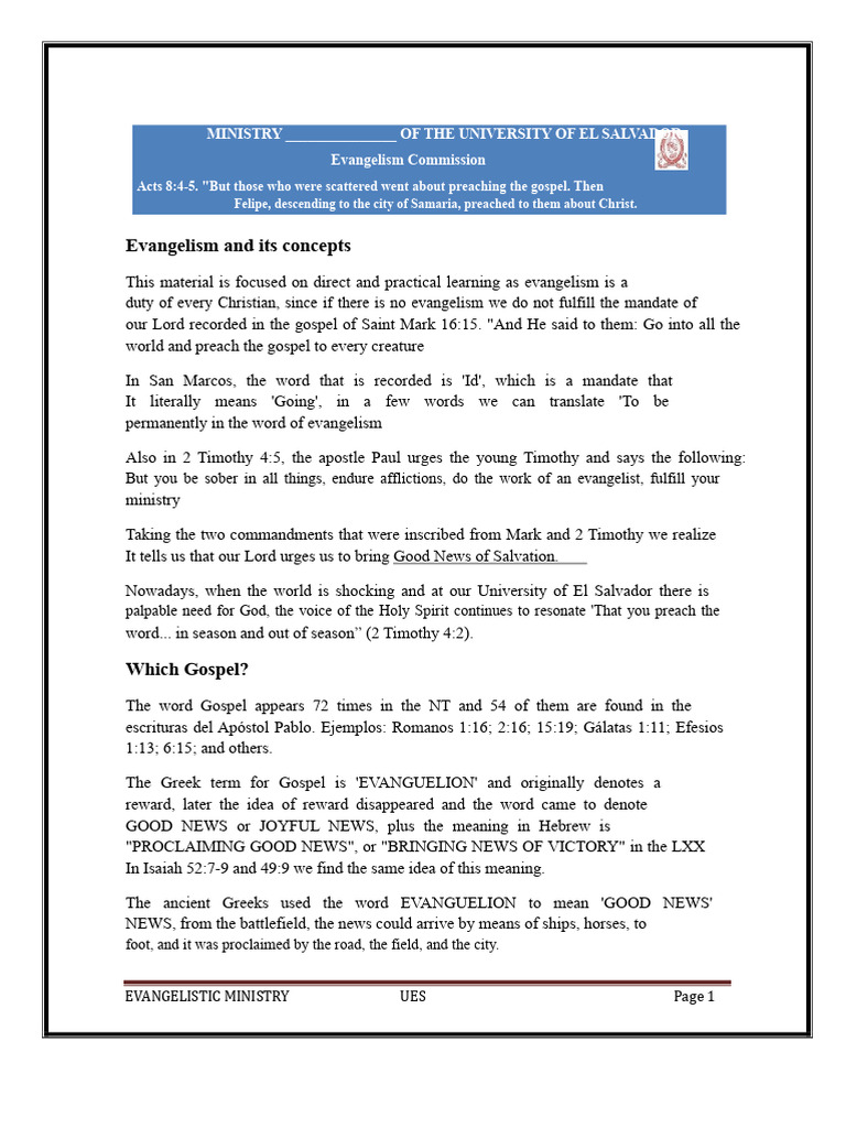 Evangelism Principles at UES | PDF | Jesus | The Gospel