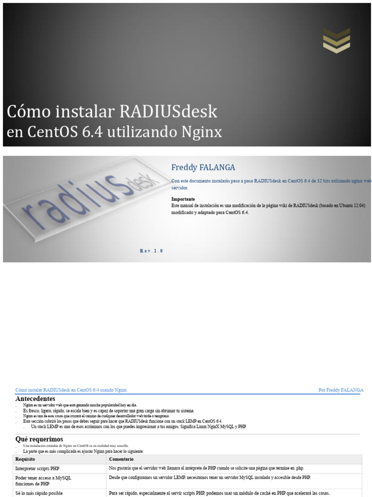 Instalar RADIUSdesk en CentOS 6.4 con Nginx | PDF | Php | Mi sql