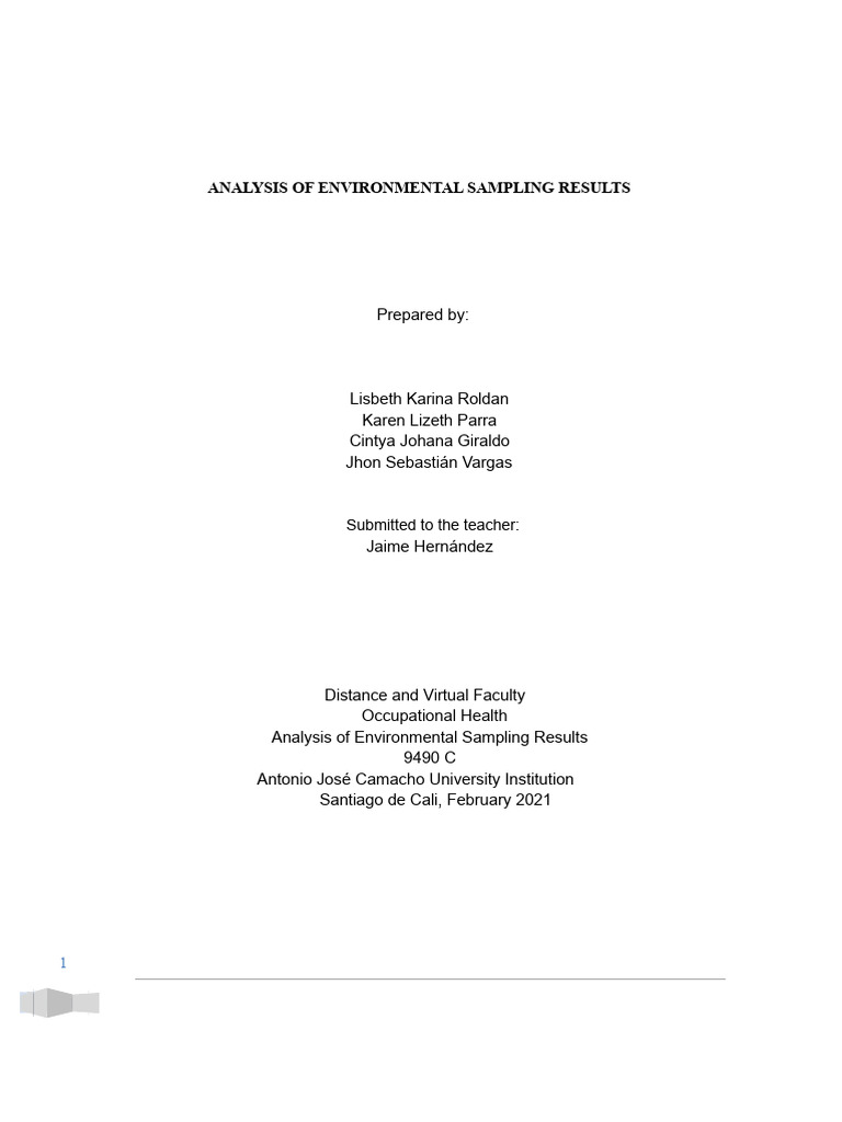Environmental Sampling Analysis Report | PDF | Occupational Safety And ...